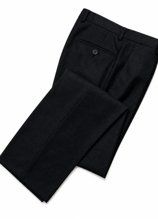 Napoli Solid Black Notch Lapel Classic Fit 2-Button Wool Cashmere Suit - 42R