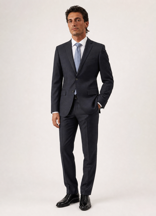 Z Zegna Charcoal Micro-Geometric Notch Lapel Slim Fit 2-Button Wool Suit - 40S
