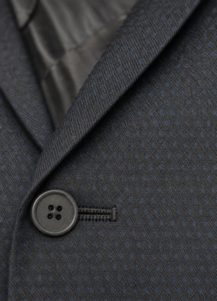 Z Zegna Charcoal Micro-Geometric Notch Lapel Slim Fit 2-Button Wool Suit - 40S