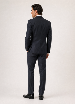 Z Zegna Charcoal Micro-Geometric Notch Lapel Slim Fit 2-Button Wool Suit - 40S