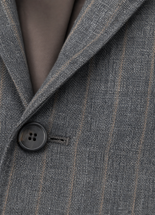 Brunello Cucinelli Gray Stripe Notch Lapel Slim Fit 3-Button Wool Linen Silk Suit - 40R