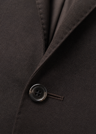 Calvin Klein Solid Brown Notch Lapel Slim Fit 2-Button Wool Suit