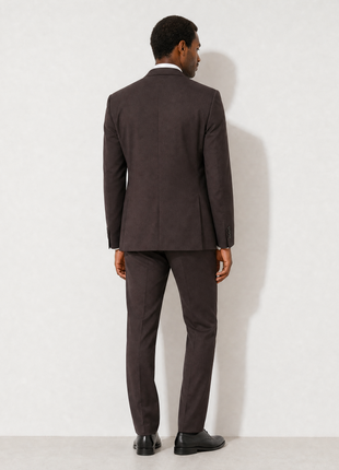 Calvin Klein Solid Brown Notch Lapel Slim Fit 2-Button Wool Suit