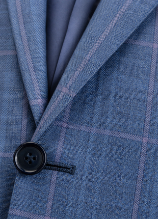 Napoli Blue Windowpane Notch Lapel Classic Fit 2-Button Wool Suit - 42R