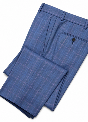 Napoli Blue Windowpane Notch Lapel Classic Fit 2-Button Wool Suit - 42R