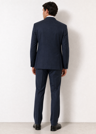 Cerruti 1881 Solid Navy Blue Notch Lapel Classic Fit 2-Button Wool Suit - 50R
