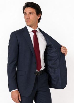 Cerruti 1881 Solid Navy Blue Notch Lapel Classic Fit 2-Button Wool Suit - 50R