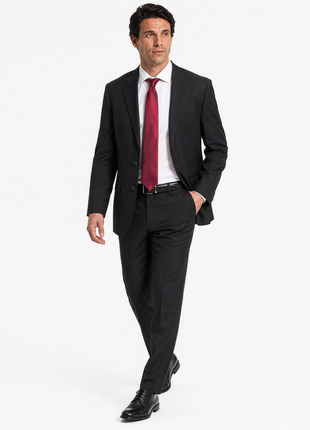 Sartoria Mazara Solid Black Classic Fit Notch Lapel Wrinkle Resistant 2-Button Wool Suit - The Suit Depot