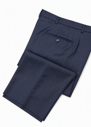 Hickey Freeman Navy Blue Stripe Notch Lapel Portly Fit 2-Button Wool Suit - 58R