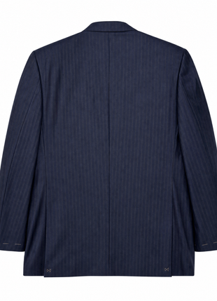 Hickey Freeman Navy Blue Stripe Notch Lapel Portly Fit 2-Button Wool Suit - 58R