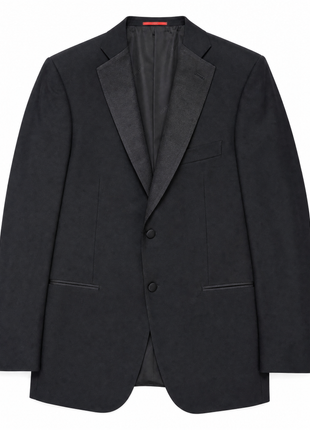 Isaia Solid Black Notch Lapel Classic Fit 2-Button AquaSpider Wool Tuxedo - 40L