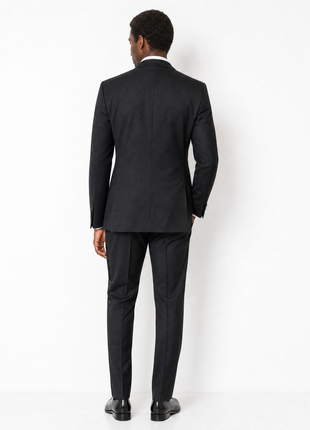 Isaia Solid Black Notch Lapel Classic Fit 2-Button AquaSpider Wool Tuxedo - 40L