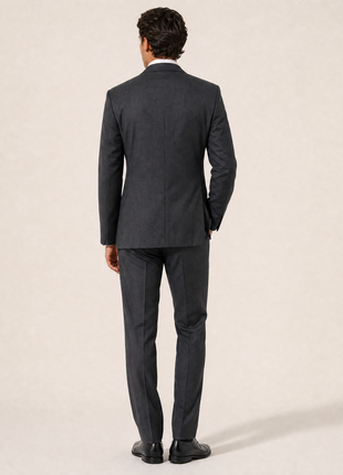 Hickey Freeman Traveler Gray Textured Notch Lapel Classic Fit 2-Button Worsted Wool Suit - 38S