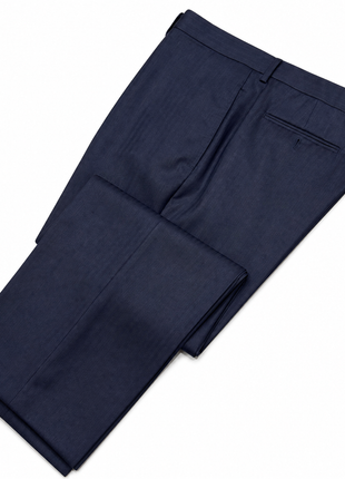 Gucci Navy Blue Herringbone Stripe Notch Lapel Classic Fit 2-Button Wool Suit - 44R