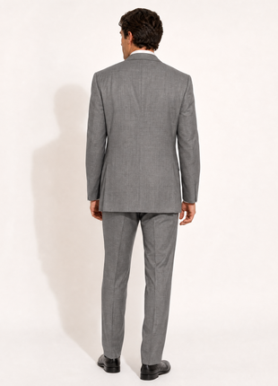 Oxxford Clothes Gray Birdseye Notch Lapel Classic Fit 2-Button Wool Suit - 48R