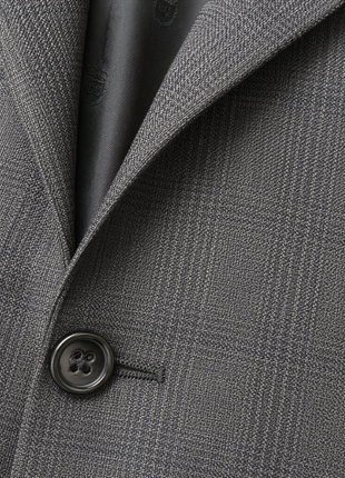 John Varvatos Charcoal Windowpane Notch Lapel Classic Fit 2-Button Wool Suit - 38R