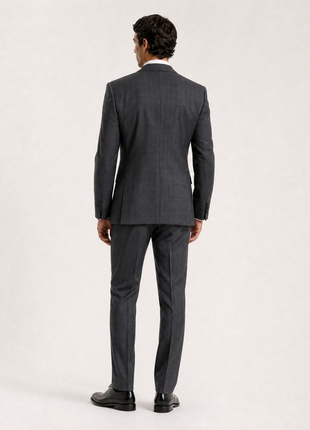 John Varvatos Charcoal Windowpane Notch Lapel Classic Fit 2-Button Wool Suit - 38R