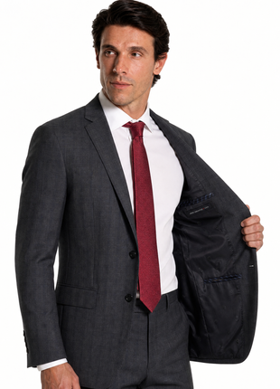 John Varvatos Charcoal Windowpane Notch Lapel Classic Fit 2-Button Wool Suit - 38R