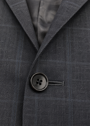 John Varvatos Charcoal Windowpane Notch Lapel Classic Fit 2-Button Wool Silk Suit - 40R