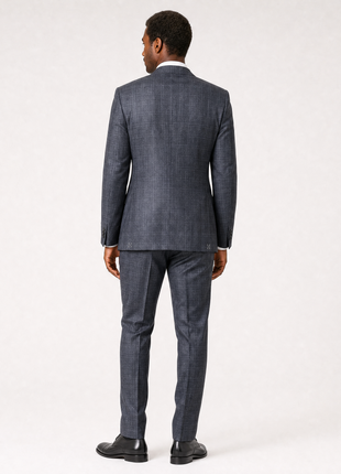 John Varvatos Charcoal Windowpane Notch Lapel Classic Fit 2-Button Wool Silk Suit - 40R