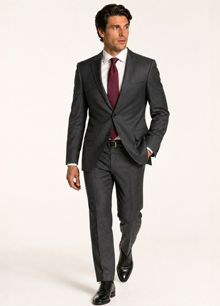 Roberto Cavalli Class Gray Twill Weave Notch Lapel Classic Fit 2-Button Wool Blend Suit - 36R