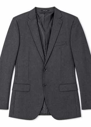 Roberto Cavalli Class Gray Twill Weave Notch Lapel Classic Fit 2-Button Wool Blend Suit - 36R