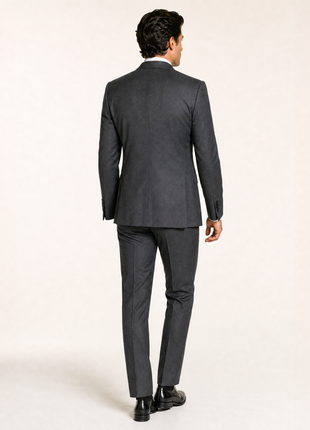 Roberto Cavalli Class Gray Twill Weave Notch Lapel Classic Fit 2-Button Wool Blend Suit - 36R