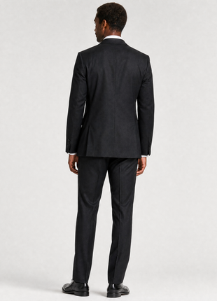Kenneth Cole Reaction Black Textured Satin Notch Lapel Classic Fit 2-Button Stretch Tuxedo