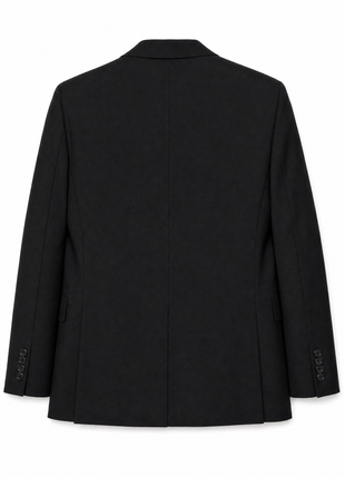 Santorelli Solid Black Notch Lapel Classic Fit 2-Button Wool Stretch Suit
