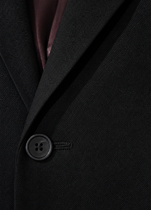 Santorelli Solid Black Notch Lapel Classic Fit 2-Button Wool Stretch Suit