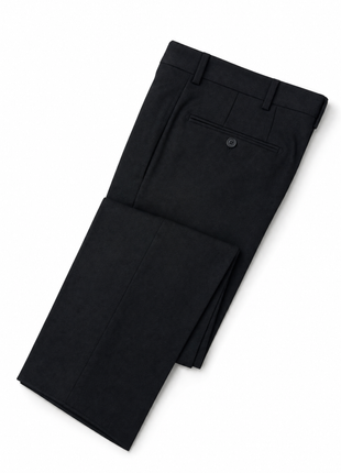 Santorelli Solid Black Notch Lapel Classic Fit 2-Button Wool Stretch Suit