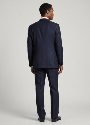 Yves Saint Laurent Navy Blue Pinstripe Notch Lapel Classic Fit 2-Button Wool Suit - 40L