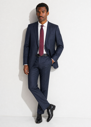 The Suit Lady Navy Twill Notch Lapel Classic Fit 2-Button Tallia di Delfino Wool Suit - 42R