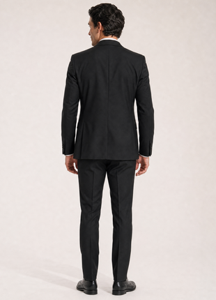 Salvatore EXTE Solid Black Notch Lapel Modern Fit 3-Piece High-Twist Suit