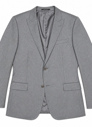 John Varvatos Light Gray Textured Flannel Peak Lapel Classic Fit 2-Button Wool Stretch Suit - 40L