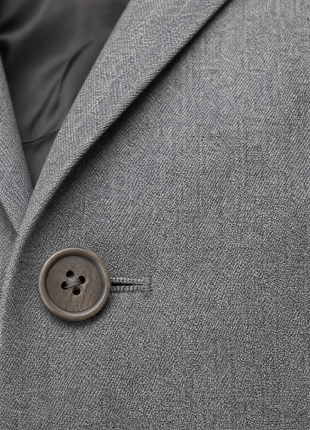 John Varvatos Light Gray Textured Flannel Peak Lapel Classic Fit 2-Button Wool Stretch Suit - 40L