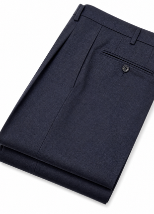 Valentino Roma Dark Navy Fleece Notch Lapel Classic Fit 3-Button Pleated Pants Wool Suit - 44R