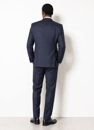 Valentino Roma Dark Navy Fleece Notch Lapel Classic Fit 3-Button Pleated Pants Wool Suit - 44R