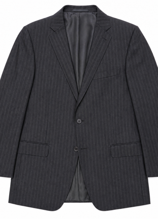 Hickey Freeman Charcoal Pinstripe Notch Lapel Classic Fit 2-Button Wool Suit - 40S