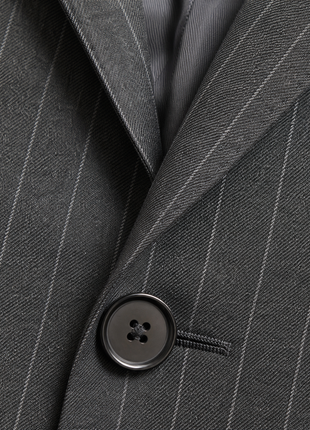 Hickey Freeman Charcoal Pinstripe Notch Lapel Classic Fit 2-Button Wool Suit - 40S