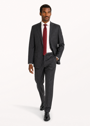 Hickey Freeman Charcoal Pinstripe Notch Lapel Classic Fit 2-Button Wool Suit - 40S