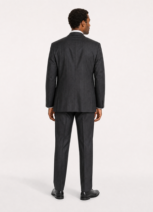 Hickey Freeman Charcoal Pinstripe Notch Lapel Classic Fit 2-Button Wool Suit - 40S