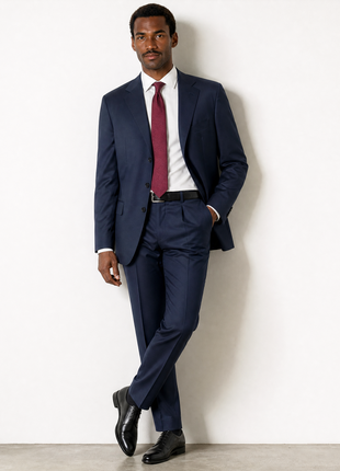 Sartoria Partenopea Mens Solid Navy Notch Lapel Slim Fit 3-button Wool Suit - 44R