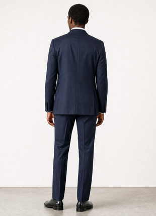 Sartoria Partenopea Mens Solid Navy Notch Lapel Slim Fit 3-button Wool Suit - 44R