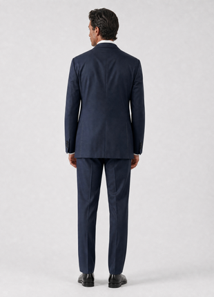 Sartoria Partenopea Mens Solid Navy Notch Lapel Slim Fit 3-button Wool Suit - 44R