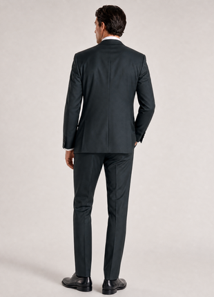 Tovaglia Mens Solid Dark Green Slim Fit Peak Lapel Wool 3 Piece Suit