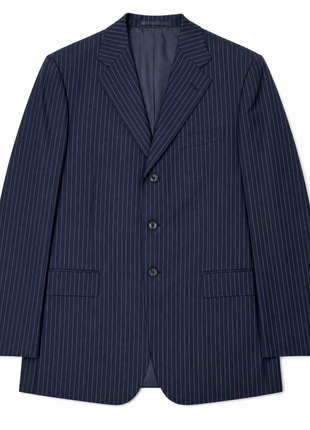 Corneliani Navy Blue and White Pinstripe 100% Cotton Classic Fit 3-Button Suit 38R