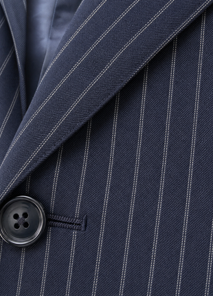 Corneliani Navy Blue and White Pinstripe 100% Cotton Classic Fit 3-Button Suit 38R