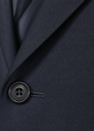 Napoli Navy Blue Twill Weave Wool Cashmere Classic Fit 2-Button Suit 42R