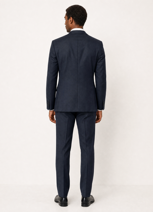 Napoli Navy Blue Twill Weave Wool Cashmere Classic Fit 2-Button Suit 42R